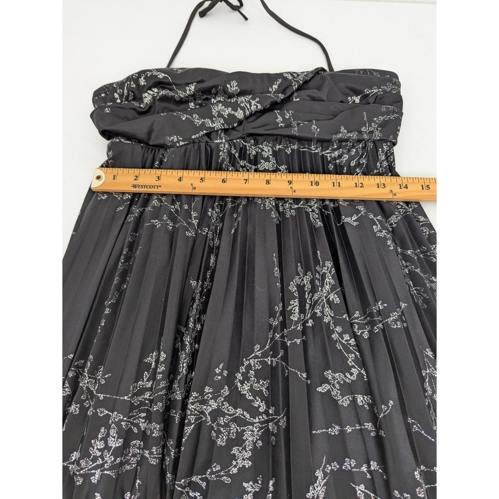 Vintage B Darlin Dress Black‎ Silver Glitter Floral Halter Pleated 11/12 Y2K USA - Picture 8 of 9